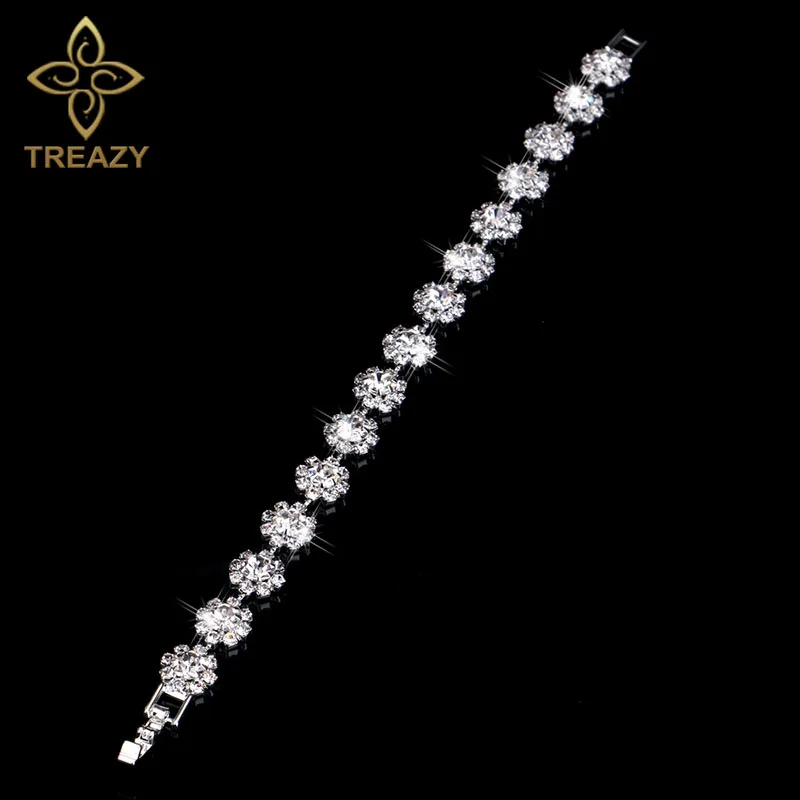 Новые роскошные браслеты TREAZY Стразы с кристаллами и для женщин посеребренные