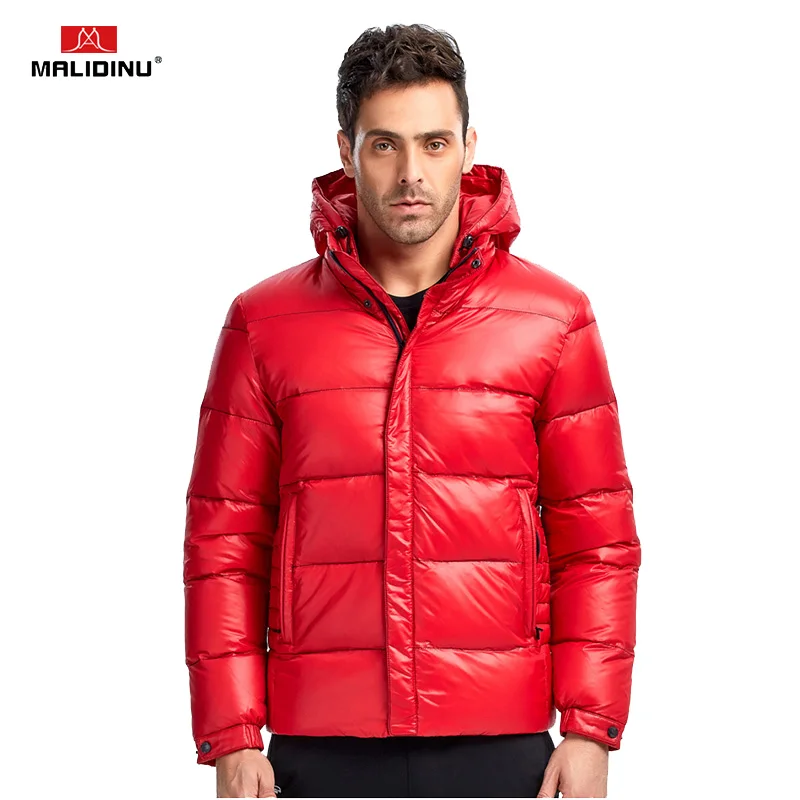 MALIDINU Down Jacket Men Brand Winter Down Coat Down Jacket Man Hooded Red Winter Warm Jacket Big Mens Size Winter Jackets -30C