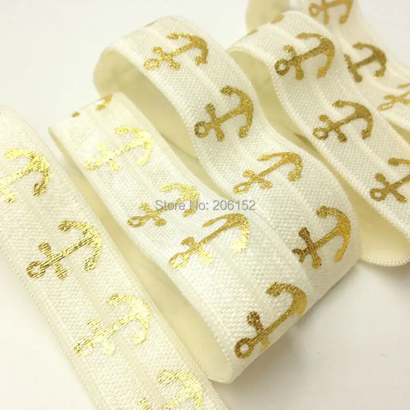 100Y/Lot Anchor Print FOE Elastic 5/8