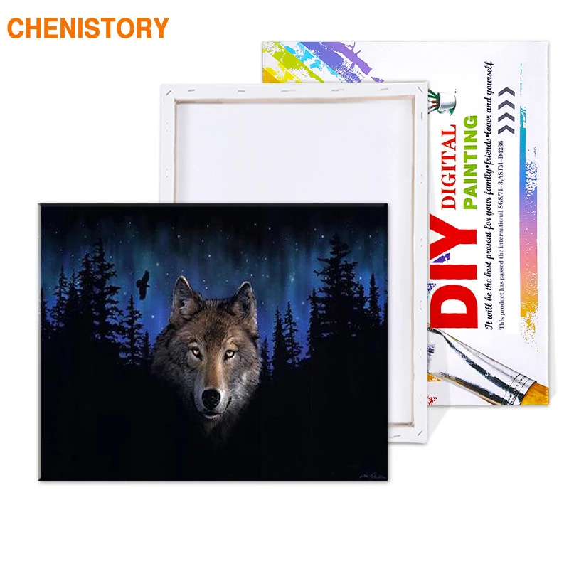 CHENISTORY жесткий волк животные Diy цифровая фотография акриловая Настенная картина