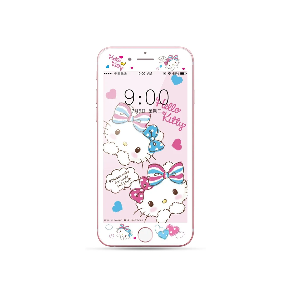 3D углеродное волокно мультфильм Закаленное стекло пленка для iPhone 6 6s 7 8 Plus Kitty Doraemon мышь Кумамон защитный экран протектор