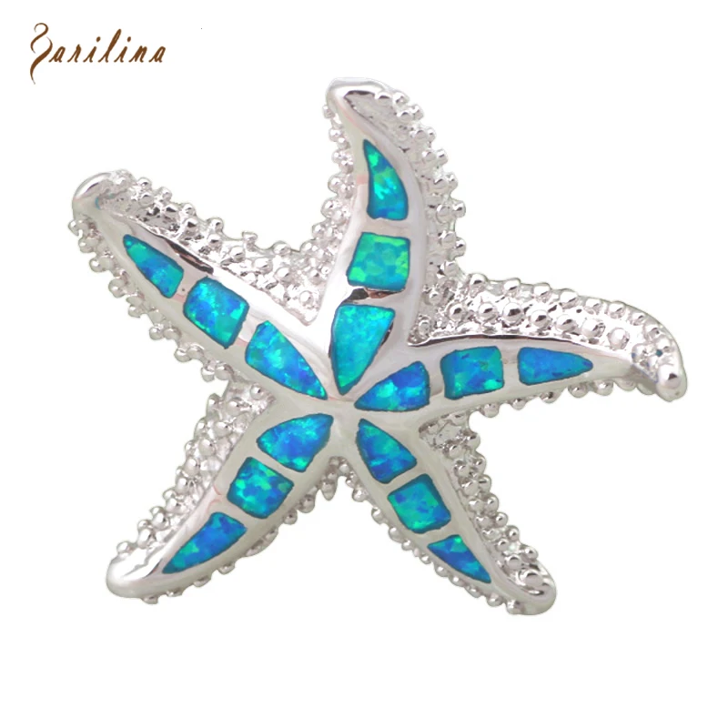 

Noblest Starfish Sea Star Blue Fire Opal Silver Color Fashion Jewelry Pendant For Women P238