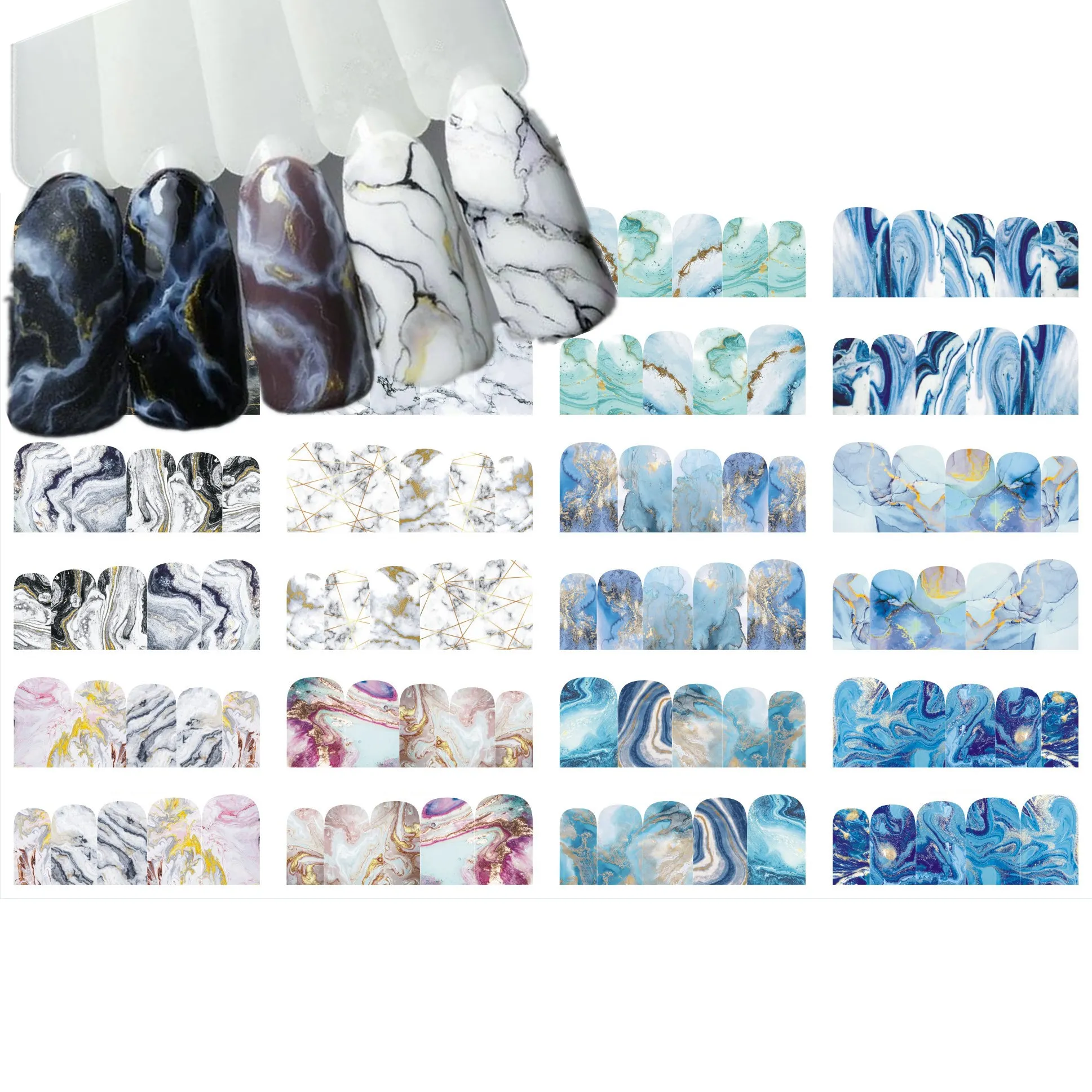 12 шт. градиентные мраморные водные переводки Красочные Каменные текстурные