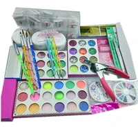 acrylic nail art manicure kit 42 colors powder glitter clipper primer file nail art tips tool brush tools set kit tipart