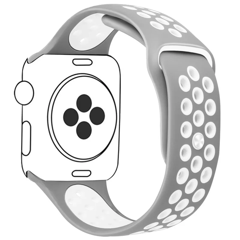 Gray White Силиконовый ремешок для наручных часов Apple Watch, версии 40/44/42/38 мм для ремешок для часов аpple для наручных часов iwatch, ремешок Nike мл размерного ряда 1/2/3/4 - Цвет: Gray White