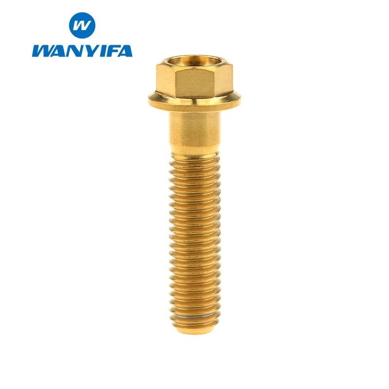 M8x35 Gold Wanyifa M8x15 20 25 30 35, 40 45 50 55 60 65 мм с коротким фланцем Головкой Винт С Титановым болтом для дисковые велосипедные тормозные цвета: золотистый, голубой цвет - Цвет: M8x35 Gold