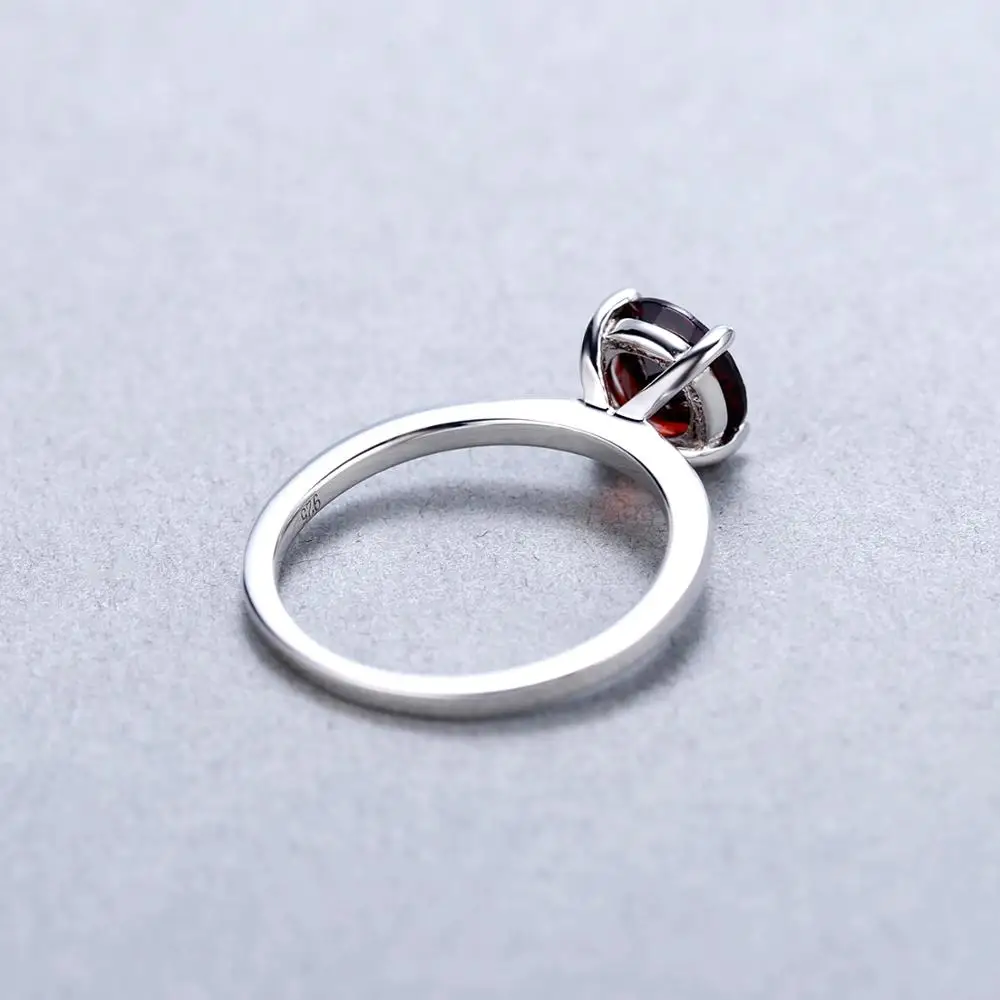 GEM'S BALLET 925 Sterling Silver Four-Prong Petite Comfort Fit Ring 2.36Ct Round Natural Red Garnet Engagement Rings For Women |