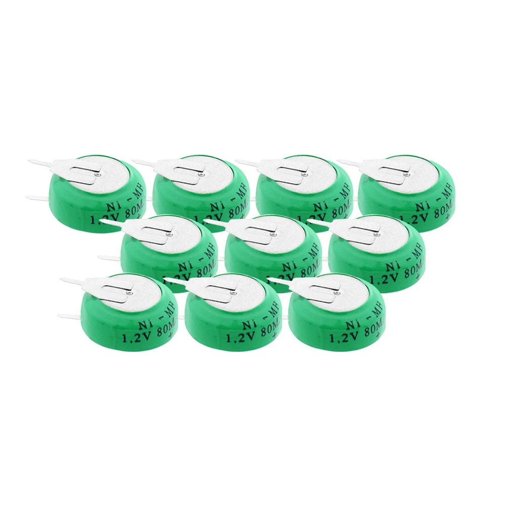 10 Pieces 1-10 шт 1,2 V 80mAh Ni-MH Ni MH 80H аккумуляторные батарейки для электрических игрушек, автомобильная звуковая материнская плата, счетчики такси - Цвет: 10 Pieces