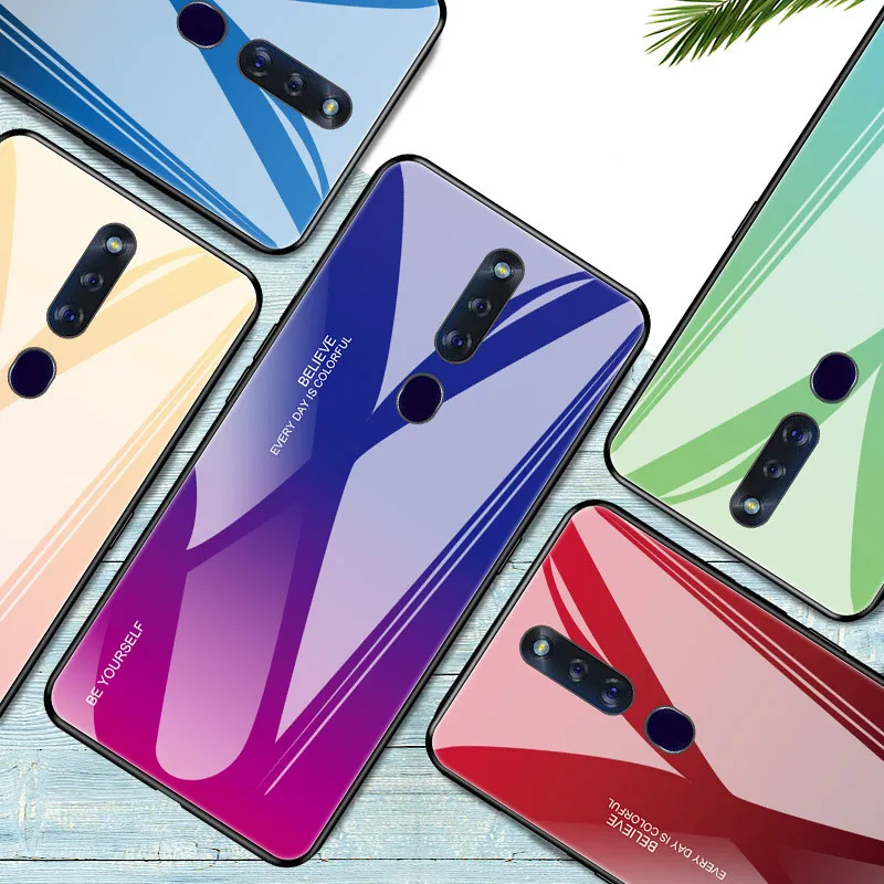 Для Oppo Reno Стандартные Стеклянные чехлы с защитой от царапин градиентное