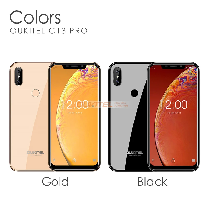Мобильный телефон OUKITEL C13 Pro, 6,18 дюймов, Android 9,0, четырехъядерный процессор, 2 Гб ОЗУ, 16 Гб ПЗУ, отпечаток пальца, 5G/2,4G, wifi, 4G, LTE, смартфон с функцией распознавания лица