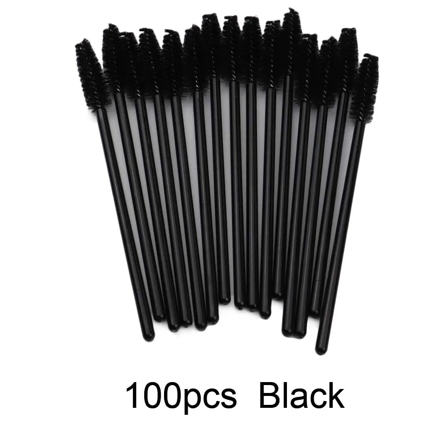 Black 100 PCS Одноразовая тушь для ресниц 50/100 шт. щеточки с тушью для ресниц палочки для наращивания ресниц кисти для макияжа принадлежности для наращивания ресниц - Handle Color: Black 100 PCS