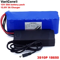 varicore 12 v 20000mah 18650 lithium battery miners lamp discharge 20a 240w xenon lamp battery pack with pcb 12 6v 3a charger
