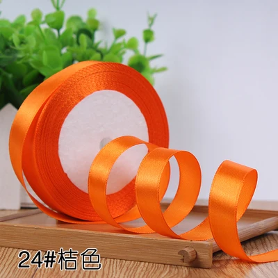 24 orange Grosgrain Satin Ribbon for Wedding Christmas Party Decorations DIY Bow Craft Ribbons Card Gifts Wrapping Supplies 25Yards/Roll - Цвет: 24 orange