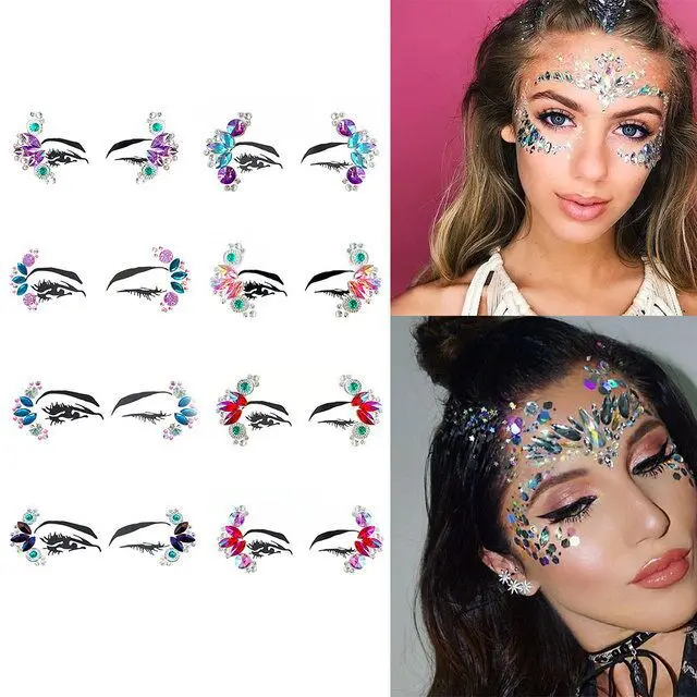 Временные Блестящие Татуировки стразы наклейки из смолы драгоценные камни для