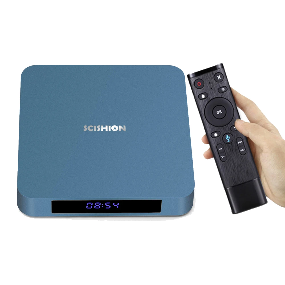 Новое поступление Android 8 1 ТВ коробка SCISHION AI одного голоса Управление RK3328 2G/16G BT4.0 USB