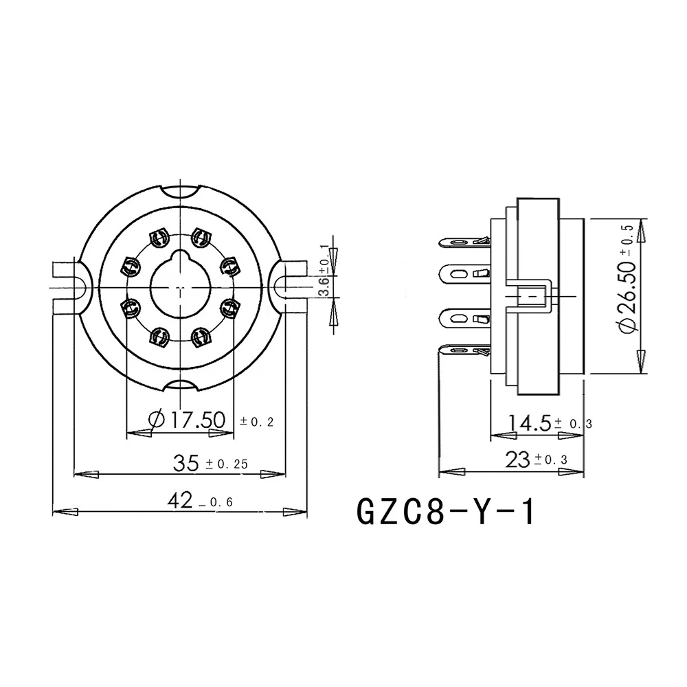 

10PCS K8A Ceramics Gold Plated 8pin Tube Socket Chassis Mount For Audio HIFI KT88 EL34 6SN7 5881 274B