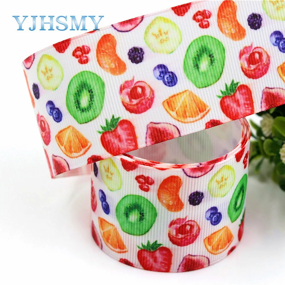 YJHSMY C-18111-145 38 mm 5 Yards Fruit series Printed grosgrain ribbons DIY handmade Hair accessories wedding gift wrap Material | Дом и сад