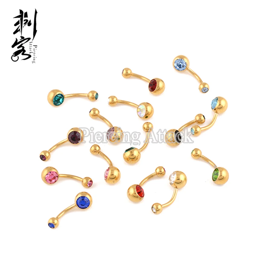 Золото анодированный двойной драгоценный камень пупка кольца ювелирные изделия