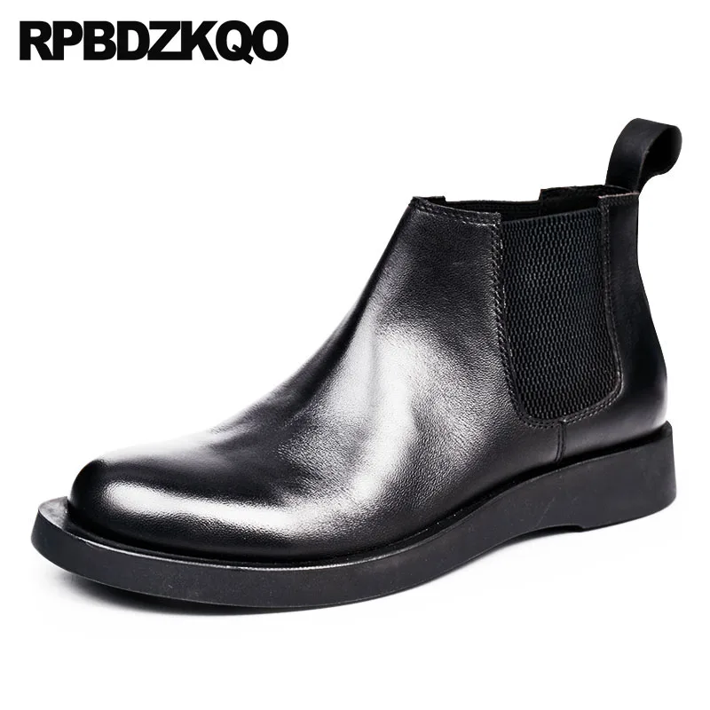 

Boots Designer Shoes Men High Quality Formal Party Genuine Leather Full Grain Comfortable Chelsea Dress Black Booties Slip On