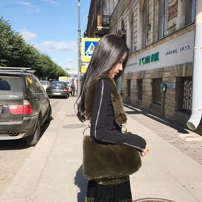 Женская модная новая плюшевая сумка на плечо повседневная дамская сумочка