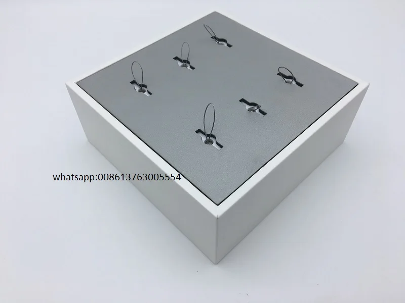 6 holes tray Подгонянные выдвижные противоугонные кольца безопасности Потяните деревянный кожаный дисплей коробка для ювелирного магазина - Цвет: 6 holes tray