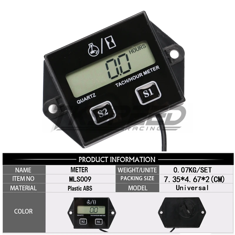 Водонепроницаемый цифровой тахометр двигателя счетчик часов датчик оборотов ЖК