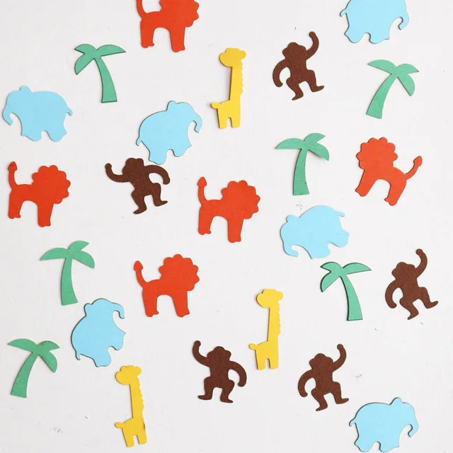 

customize Jungle safari animal Confettis birthday Table decor baby shower Scrapbook Embellishments scatters party decoartions