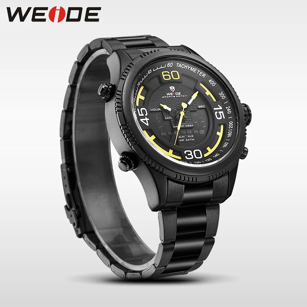 Фото WEIDE оригинальные Роскошные спортивные часы из нержавеющей стали кварцевые ЖК WEIDE оригинальные Роскошные спортивные часы из нержавеющей стали кварцевые ЖК