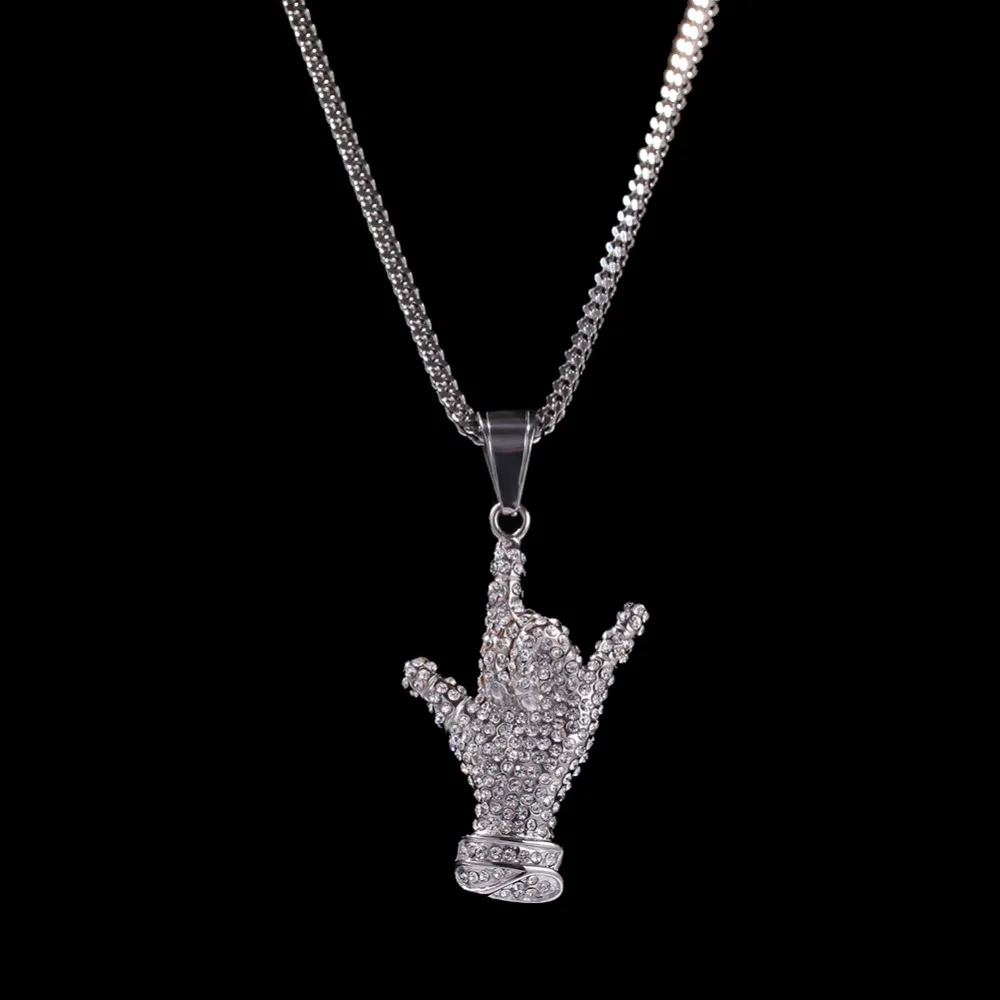 Hip Hop Men Gold Color Full Finger Pendants Necklaces With chain Jewelry | Украшения и аксессуары