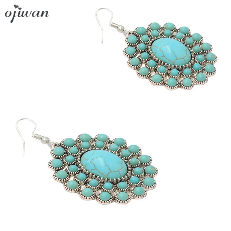 серьги с камнями Хиппи Boho Навахо ювелирных изделий бусинах камень чешские