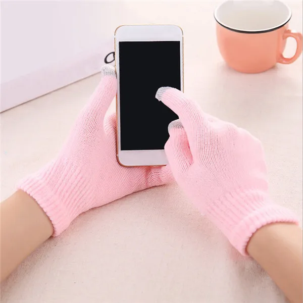 Pink Wo для мужчин s для мужчин сенсорный экран зимние теплые перчатки Прихватки для мангала сплошной цвет хлопок теплые смартфонов водительские перчатки Luvas женск - Цвет: Pink