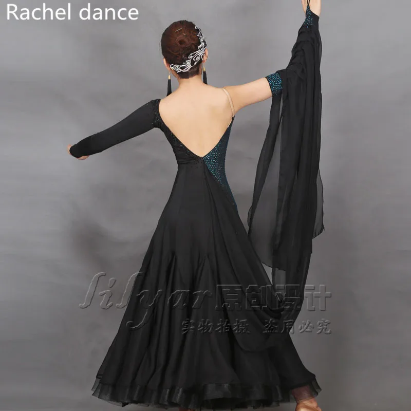 Стандартное бальное платье для женщин с длинным рукавом на плече Сальса Танго