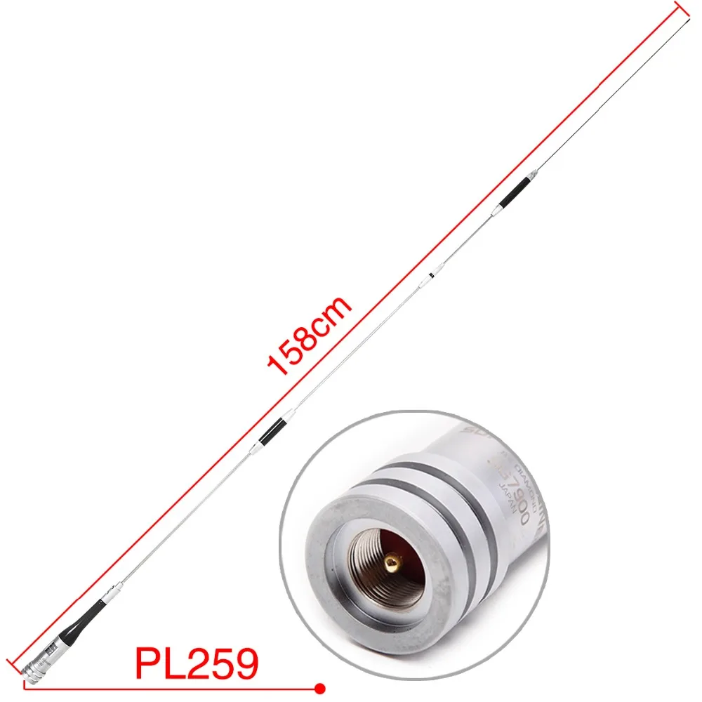 Алмазная SG-7900 VHF UHF Двухдиапазонная 144 дБ(430 МГц) 1,58 дБ(144 МГц) Нержавеющая сталь 430 м МГц SG7900 антенна для мобильного радио