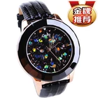 Роскошные Guou бренд ремень из натуральной кожи женские часы с цельными круглыми кристаллами часы представительского класса дамские полная Алмазная Стразы кварцевые часы с логотипом