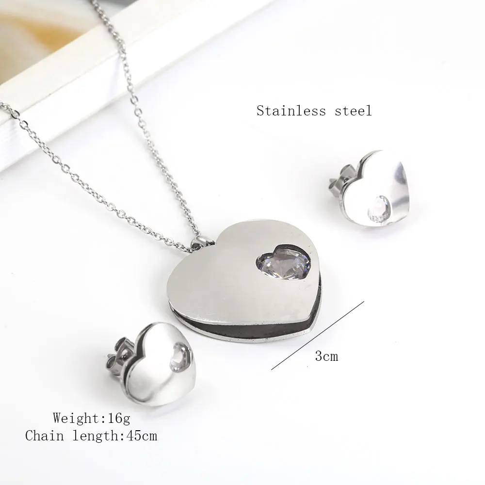 Ювелирные наборы OUFEI в форме сердца из нержавеющей стали женское ожерелье и