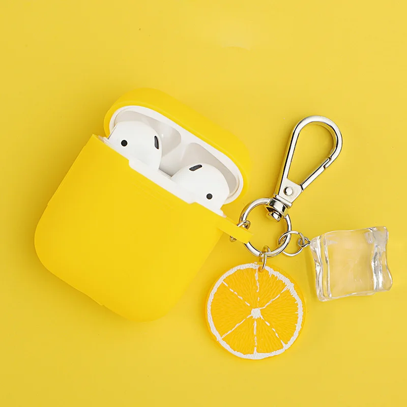 Милый силиконовый чехол для наушников Apple Airpods с изображением мороженого лимона