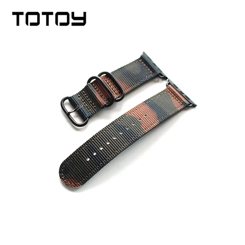 Ремешок для часов TOTOY Камуфляжный спортивный стиль, 38 мм 40 мм 42 мм 44 мм для Apple Watch ремешок, мужской нейлоновый ремешок для 42 мм Iwatch Watch Band - Цвет ремешка: Dark green buckle