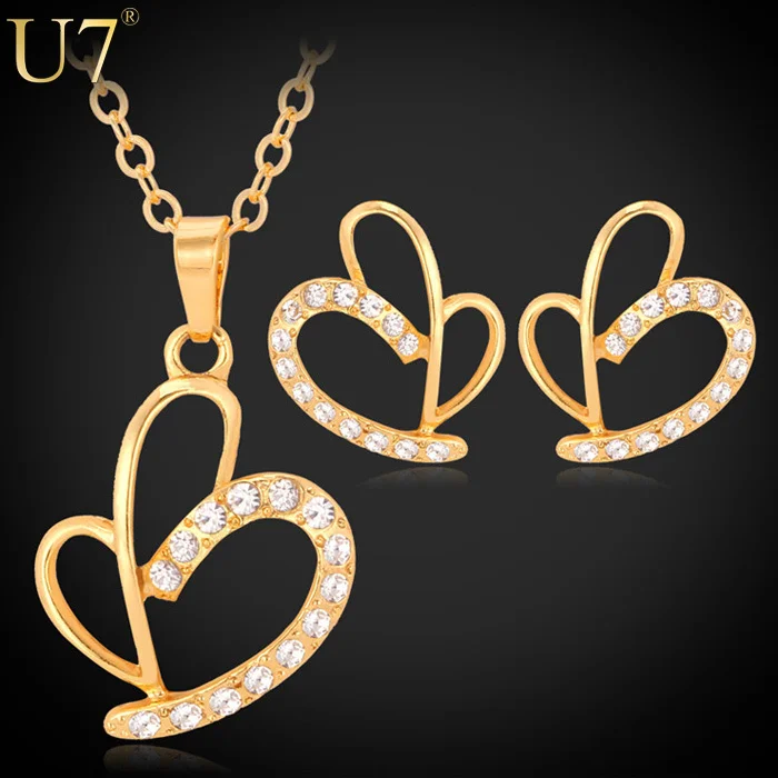 Комплект из колье и сердца желтого золота S504|wedding jewelry|wedding jewelry wholesaleheart necklace set |