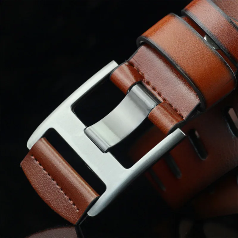 Мужской повседневный ремень с пряжкой язычком Молодежный Ретро отверстиями