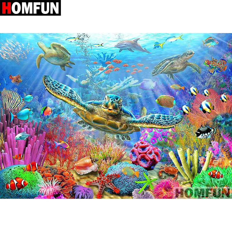 Алмазная 5D картина HOMFUN Черепаха вышивка квадратной/круглой формы полное стразы