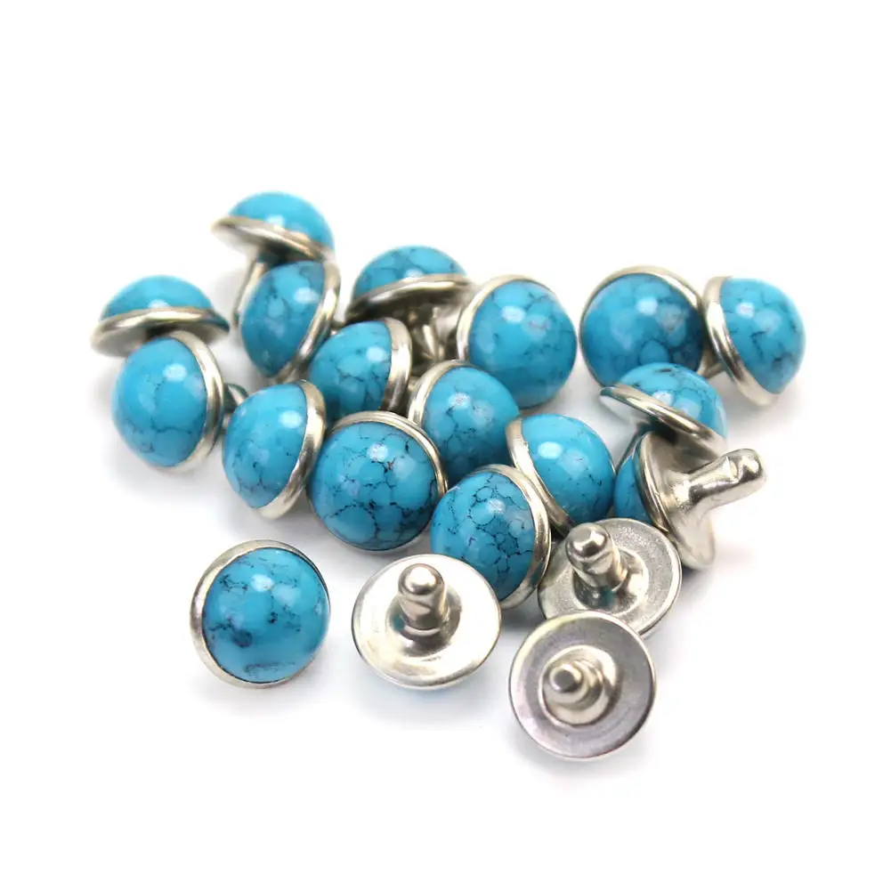 20 шт. модные синие круглые бирюзовые шпильки с заклепками и обувь кожаным ремнем