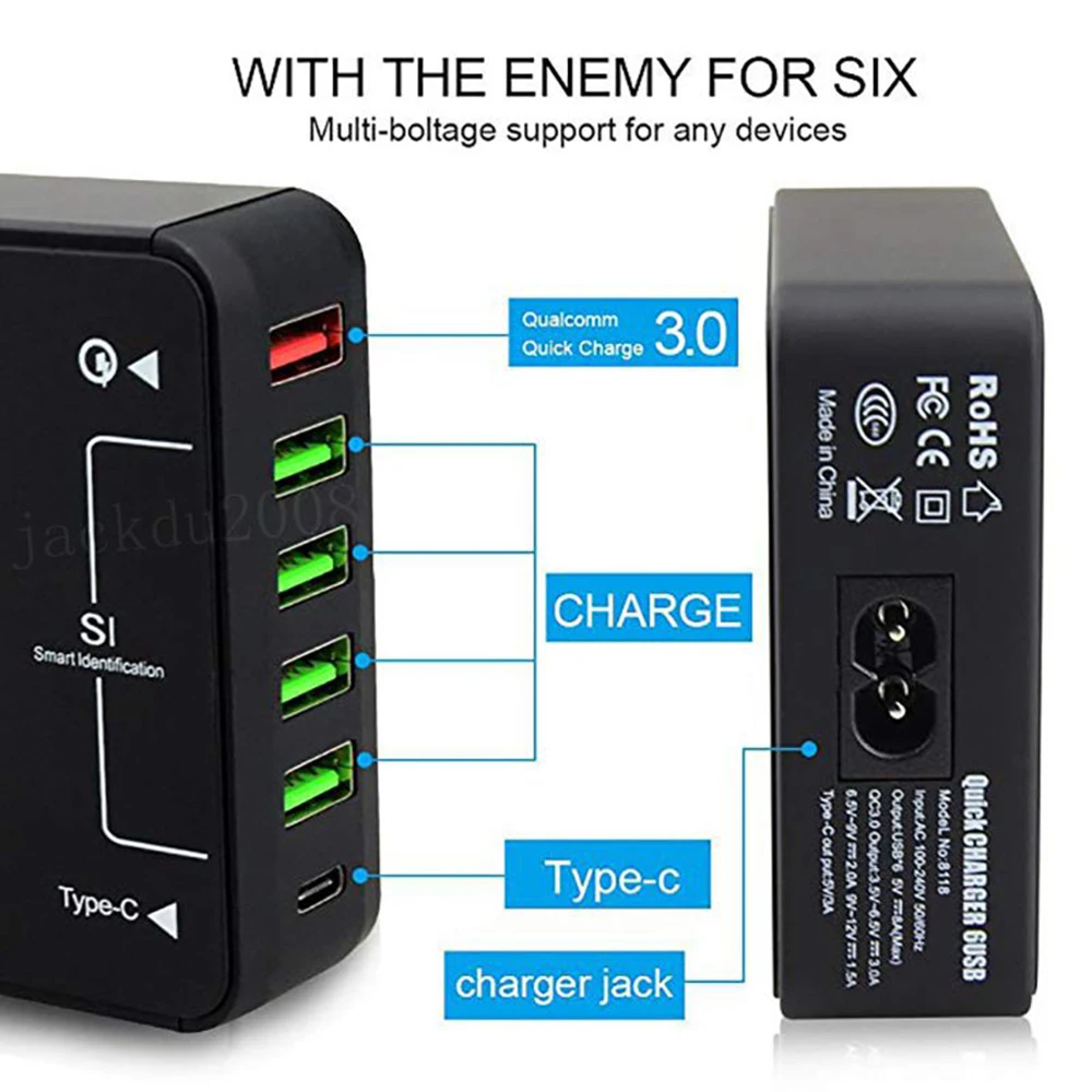 40 Вт QC3.0 type C USB зарядное устройство адаптер Быстрая Зарядка телефона быстрое зарядное устройство для iPhone 7 samsung huawei Y9 планшет настенное зарядное устройство ЕС Великобритания США