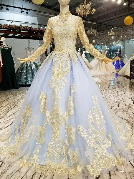 Same as picture JaneVini роскошное Золотое кружевное мусульманский с длинным рукавом Формальное вечернее платье с высоким воротником украшенное бусинами платье на выпускной с блестками невесты платья подружки невесты - Цвет: Same as picture