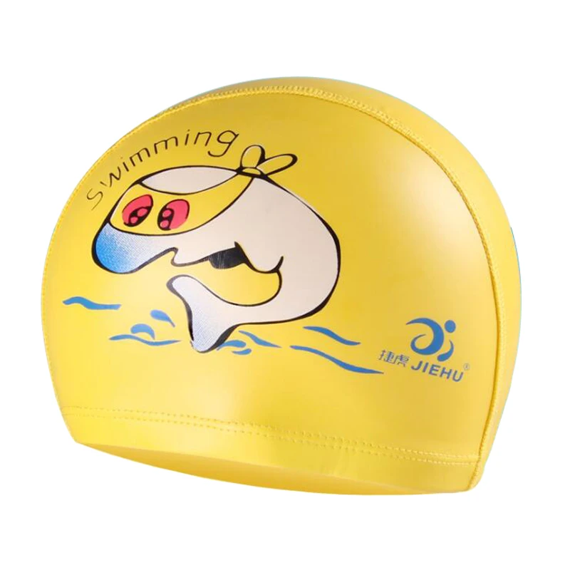 Dolphin Yellow Мультяшные животные акула дети Дети PU ткань плаванья ming cap s ухо защита волос водные виды спорта плаванье шапочка для мальчиков и девочек - Цвет: Dolphin Yellow