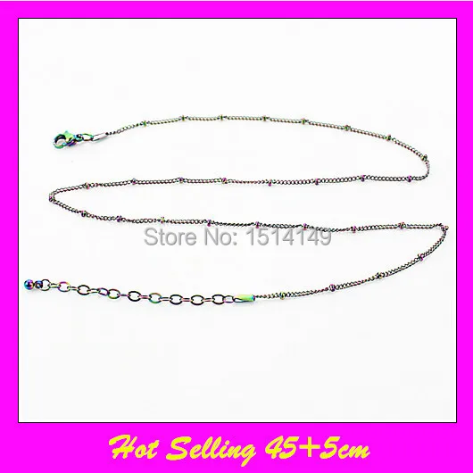 

5pcs!!! 45+5cm floating locket chains rainbow stainless steel memory locket chain