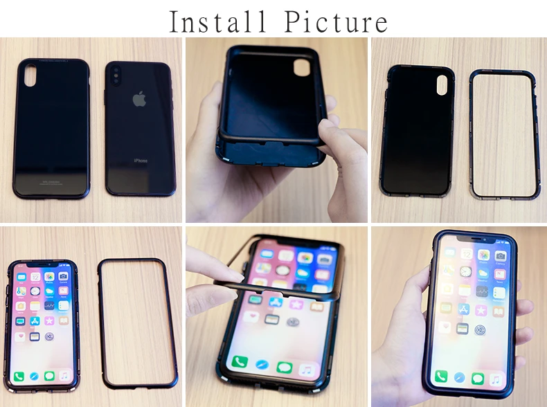 Роскошный Магнитный адсорбционный чехол для Apple iPhone X, бампер, металлическая рамка, стеклянная крышка для Apple iPhone 7, бампер 8 Plus, 6, 6s, 7plus