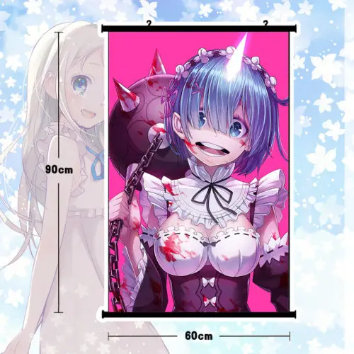2016 Горячая Аниме Re: zero Angry Rem плакат настенная прокрутка художественная роспись