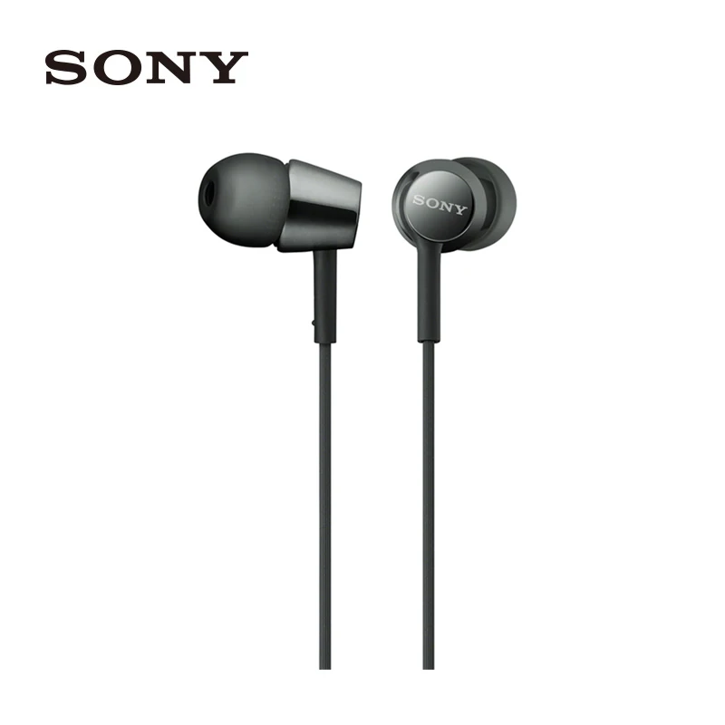 Черный SONY официальный авторизованный MDR-EX155AP наушники-вкладыши Светильник Цвет наушники 3,5 мм - Цвет: Черный
