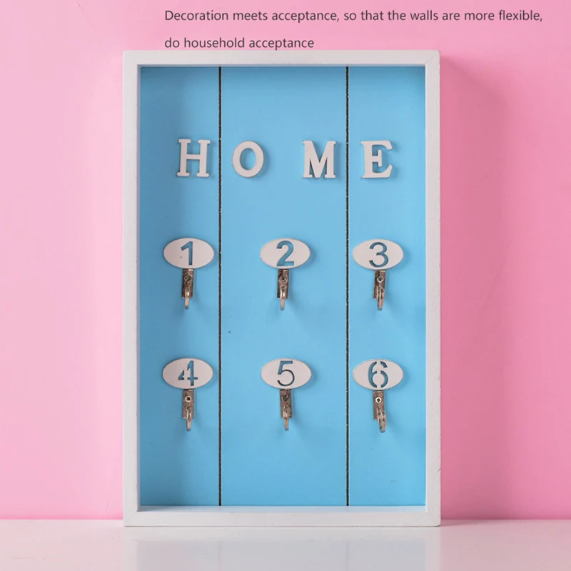Blue Key Shelf Деревянный крючок для хранения ключей, вешалка, полка, кухонный органайзер, Настенный декор, подвесные полки, настенный стеллаж для украшения дома - Цвет: Blue Key Shelf