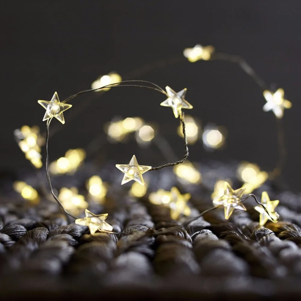 3M LED Star Copper Wire String Lights Fairy Christmas Wedding decoration Battery Operate twinkle lights | Лампы и освещение